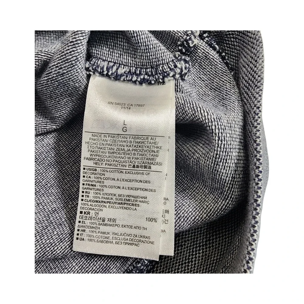 Banana Republic Mens‎ Heathered Gray Shawl Collar Stripe Pullover Sweatshirt L